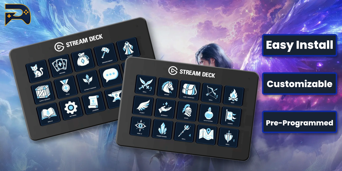 Two curated 15-key selections showcasing customizable pearl-white and icy-blue artwork; MK and XL included.