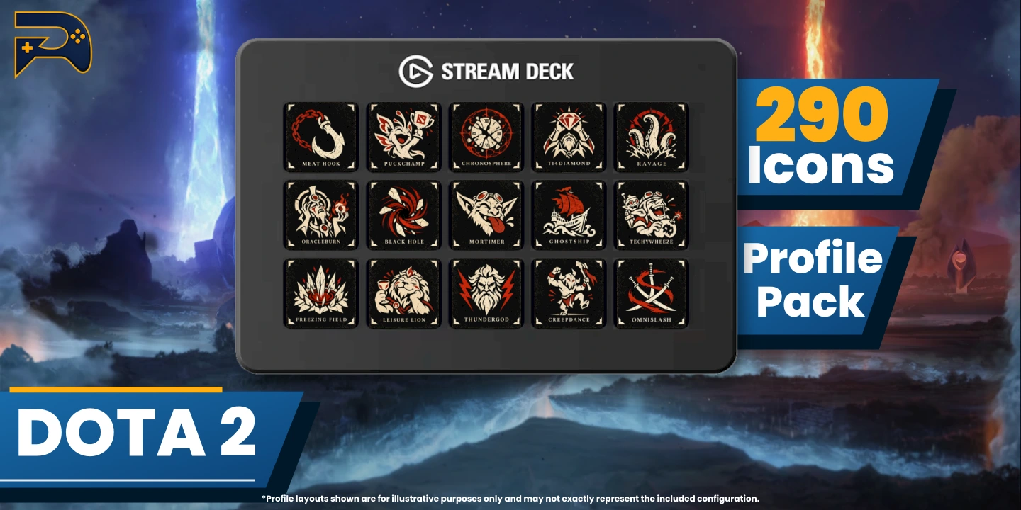 DOTA 2 — 290 static and animated icons, with MK and XL profiles included in one purchase.