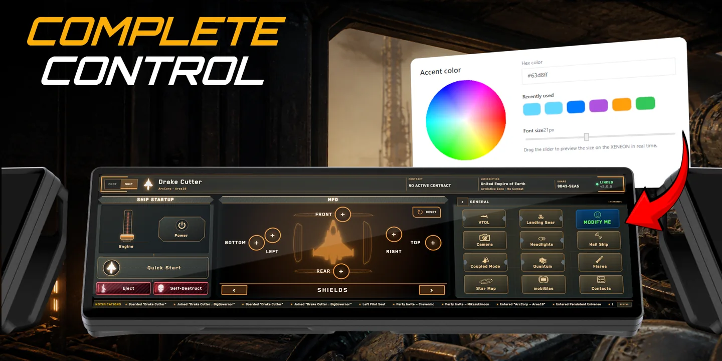Complete control — changing the widget’s accent colour and font size, with the change previewed live